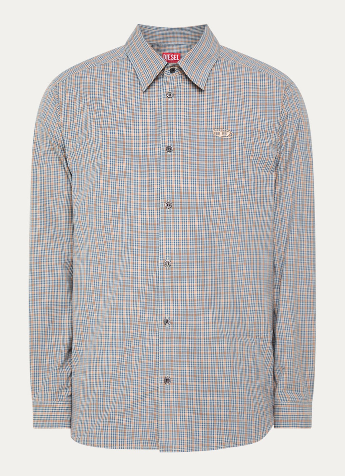 Diesel S-Simply regular fit overhemd met ruitdessin en logo - voorkant blauw