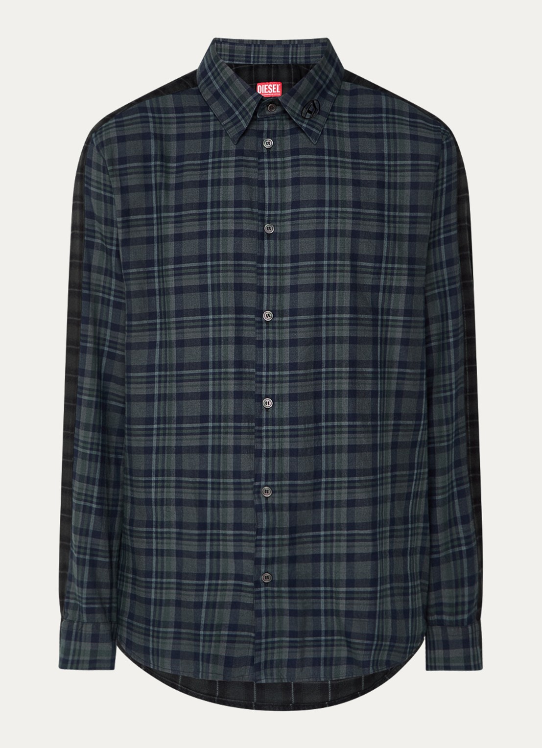 Diesel S-Simply regular fit overhemd met ruitdessin - voorkant 4 bronsgroen