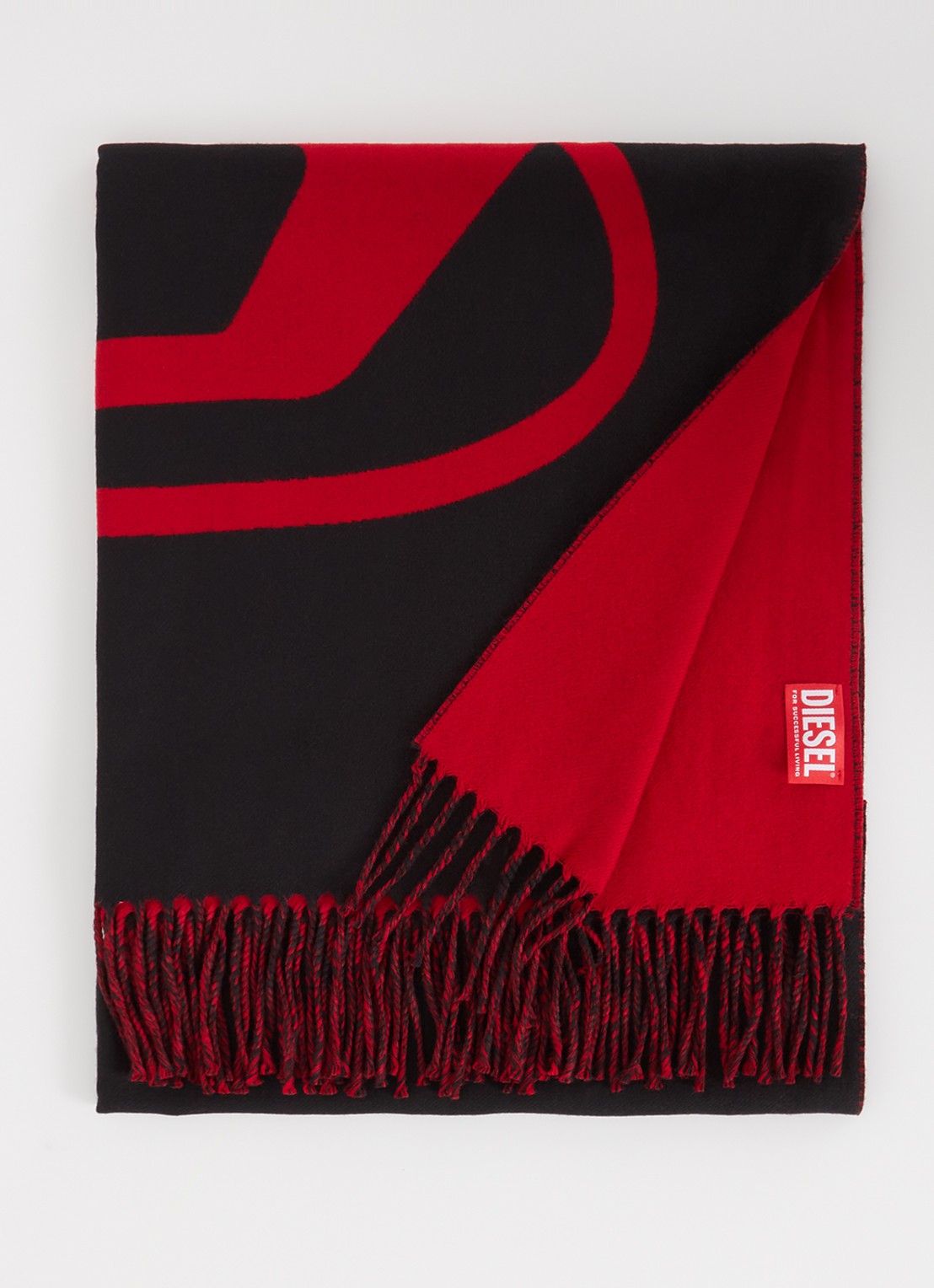 Diesel S-Tevie sjaal in wolblend 185 x 65 cm  - voorkant zwart