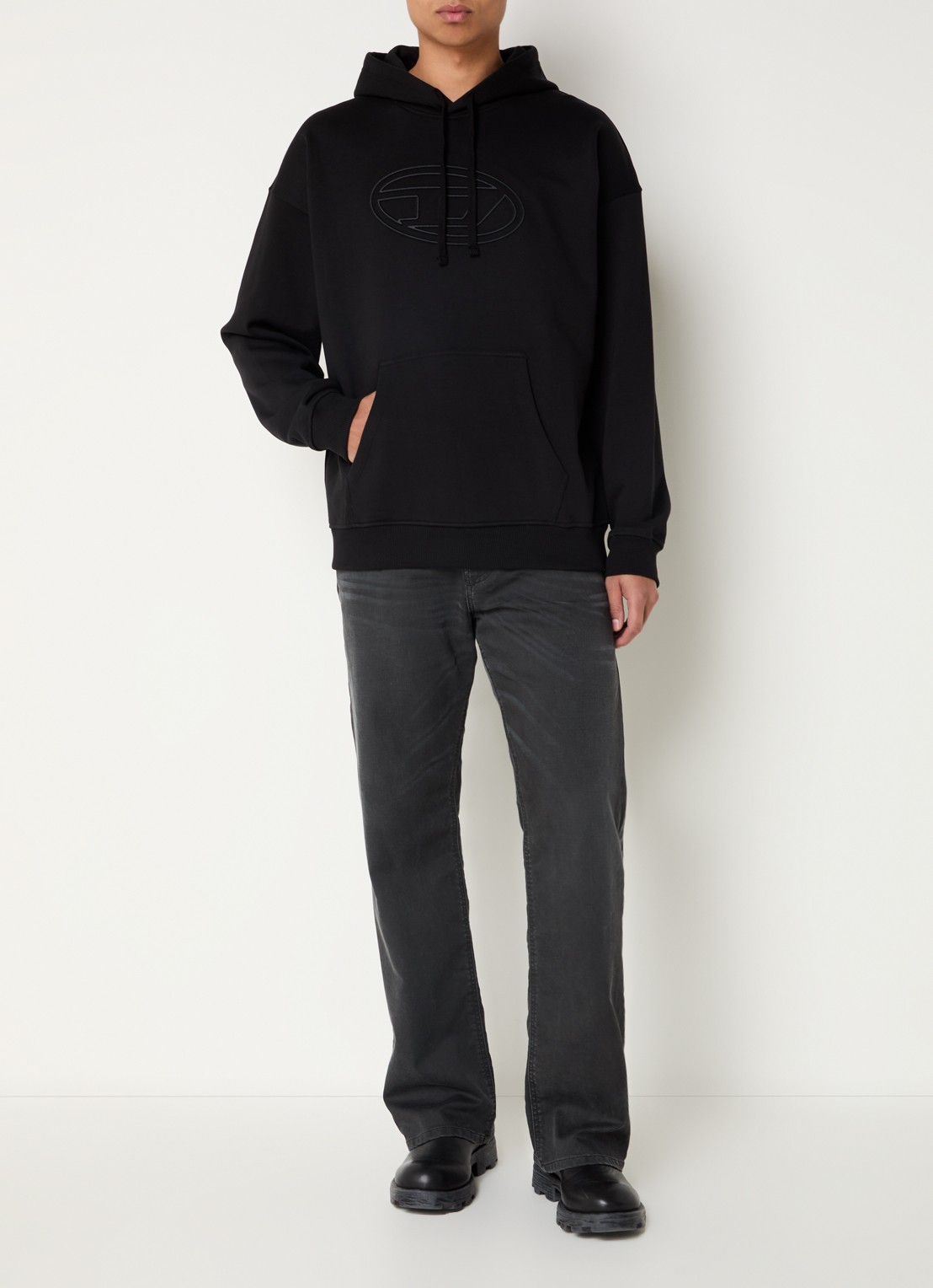 Diesel S-Ummer-Bigoval hoodie met 3D logoprint - voorkant 5 zwart