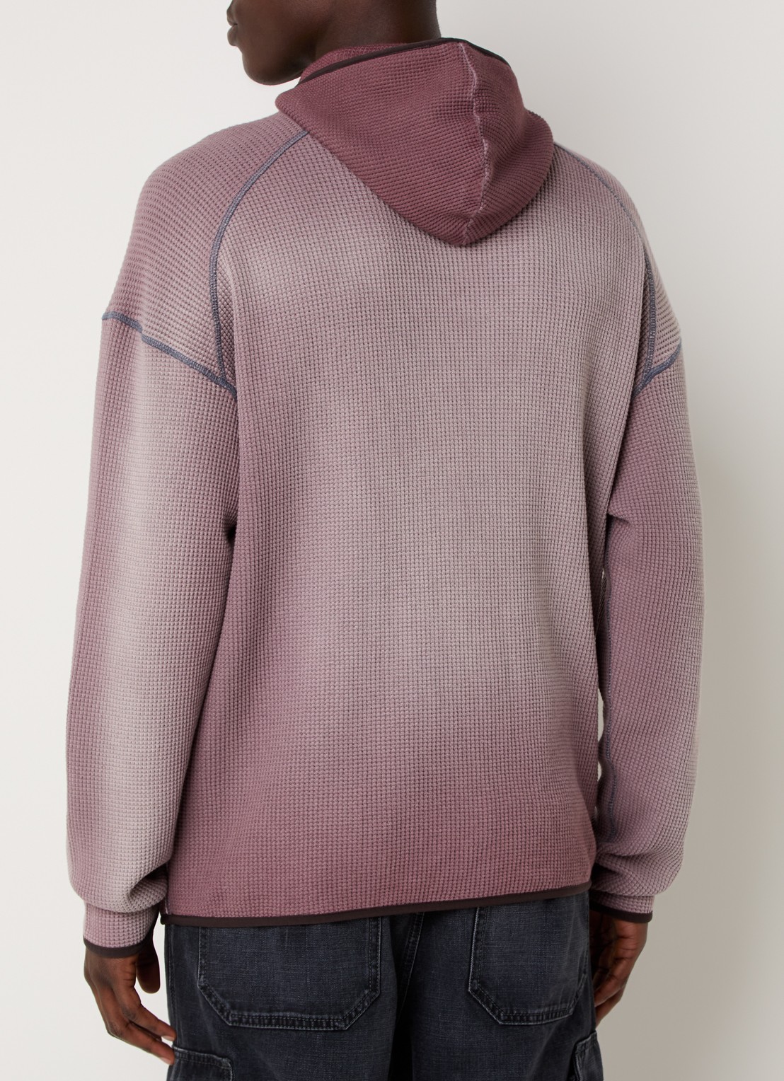 Diesel S-Waf hoodie met ribstructuur en print - achterkant oudroze