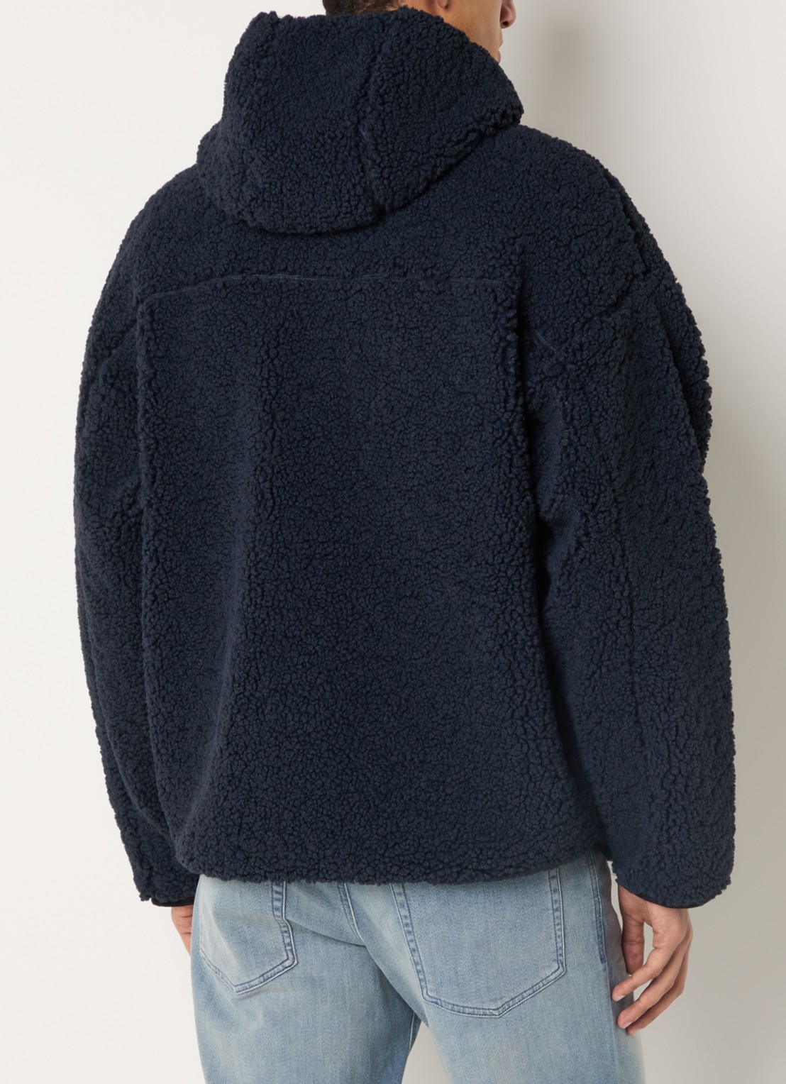 Diesel S-Zat teddy jack met logo en steekzakken - achterkant 4 donkerblauw