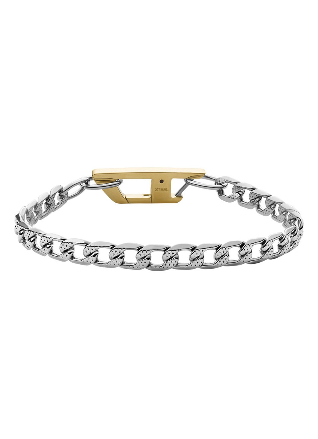 Diesel Schakelarmband met logo DX1338040 - detail zilver