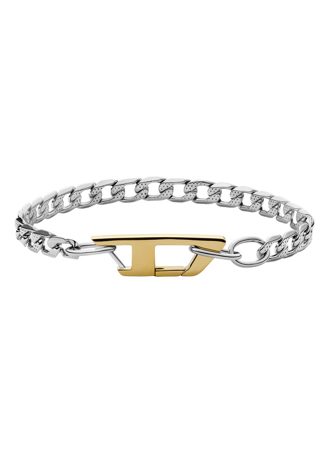 Diesel Schakelarmband met logo DX1338040 - voorkant 3 zilver