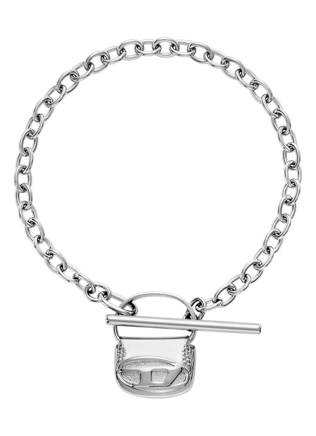 Diesel Schakelarmband met logo DX1592040 - voorkant zilver
