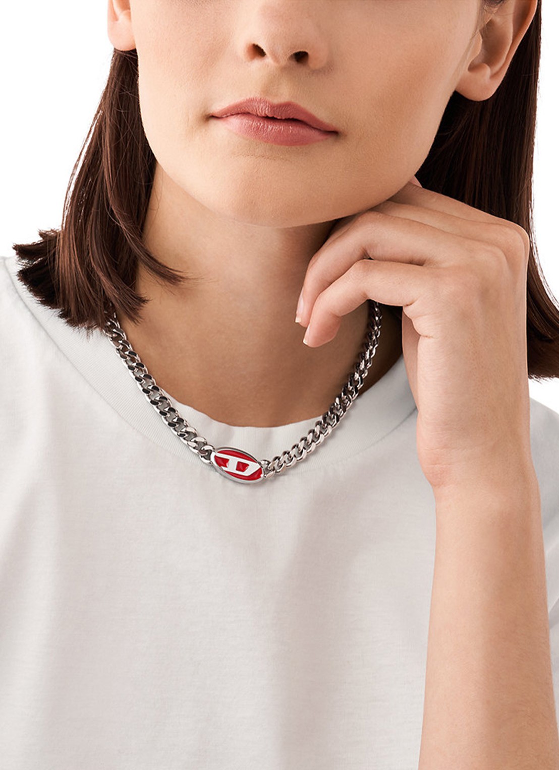 Diesel Schakelketting met logo DX1446040 - detail 4 zilver
