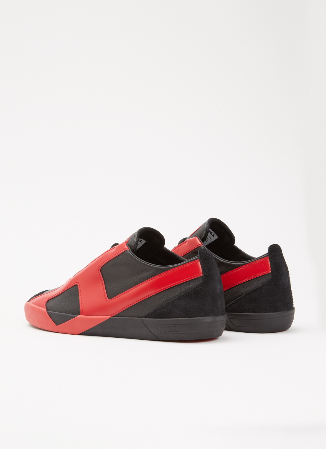 Diesel Slante-D Low sneaker van leer met logo - achterkant 4 rood