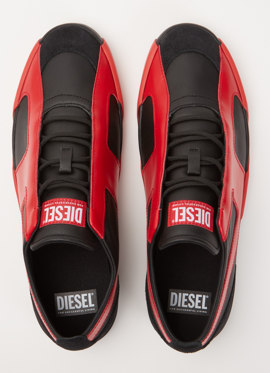 Diesel Slante-D Low sneaker van leer met logo - detail 2 rood