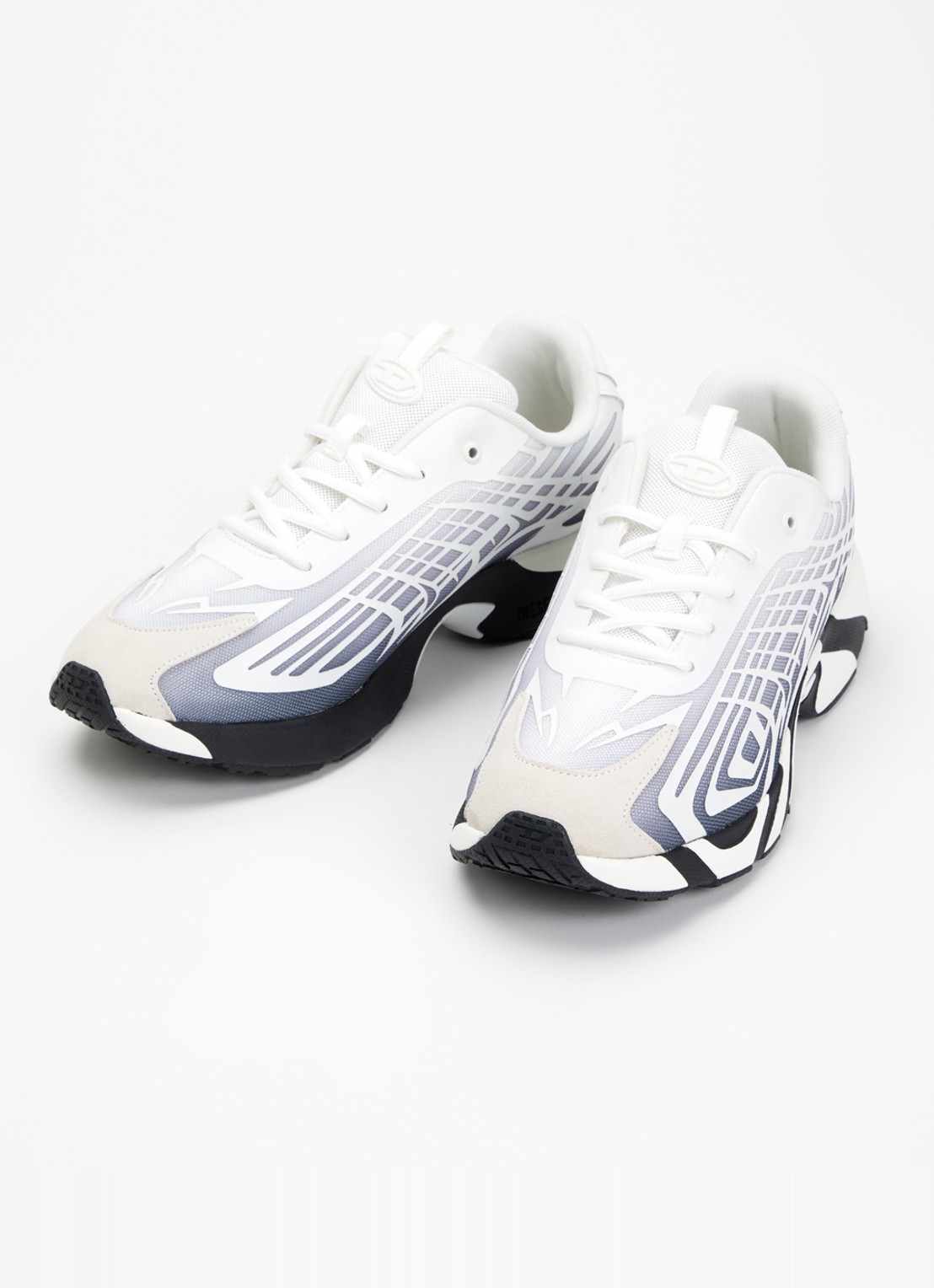 Diesel Sneaker van mesh met logo - detail 3 lichtgrijs