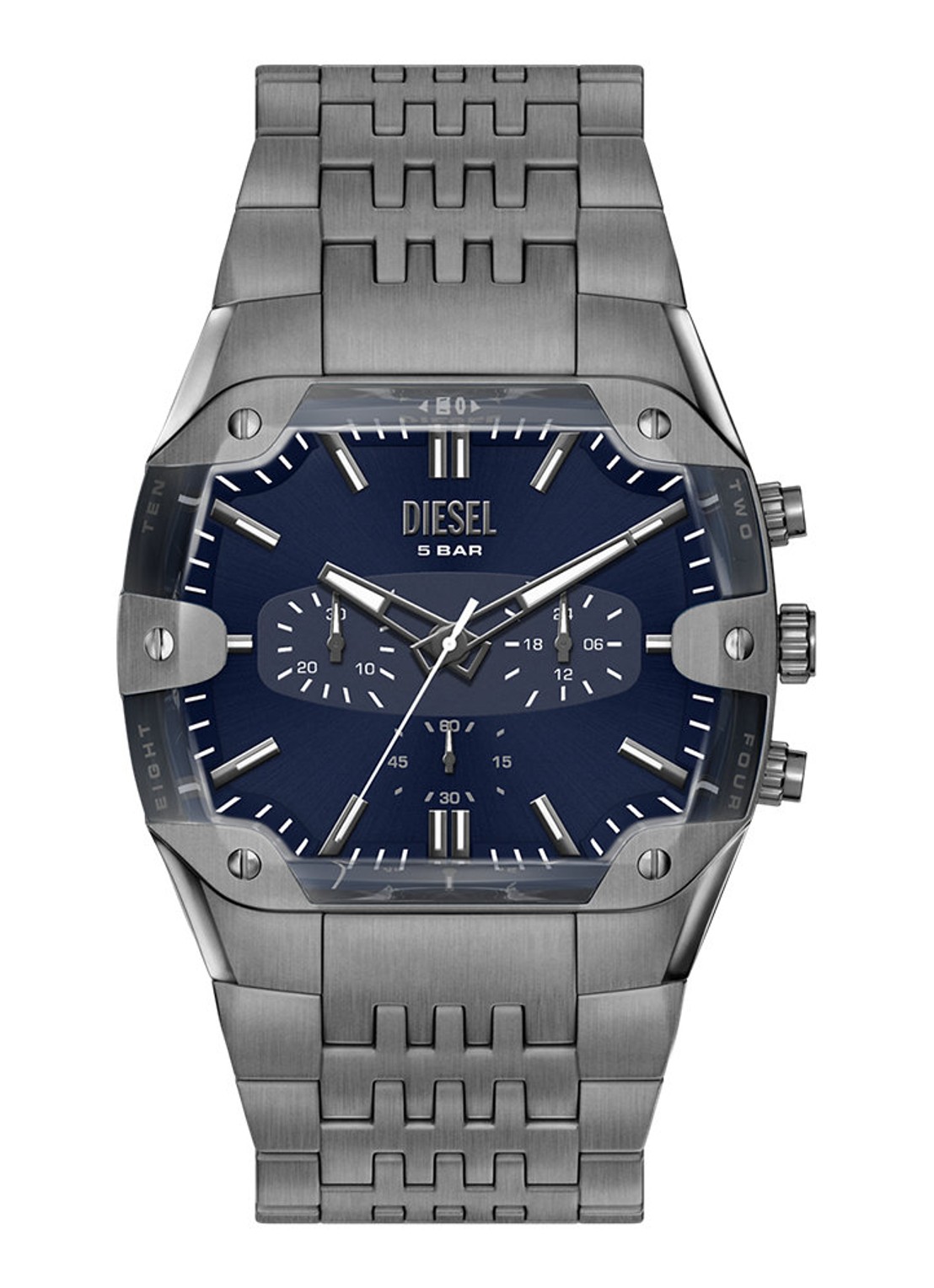 Diesel Spiked Cushion horloge DZ4717 - voorkant donkergrijs