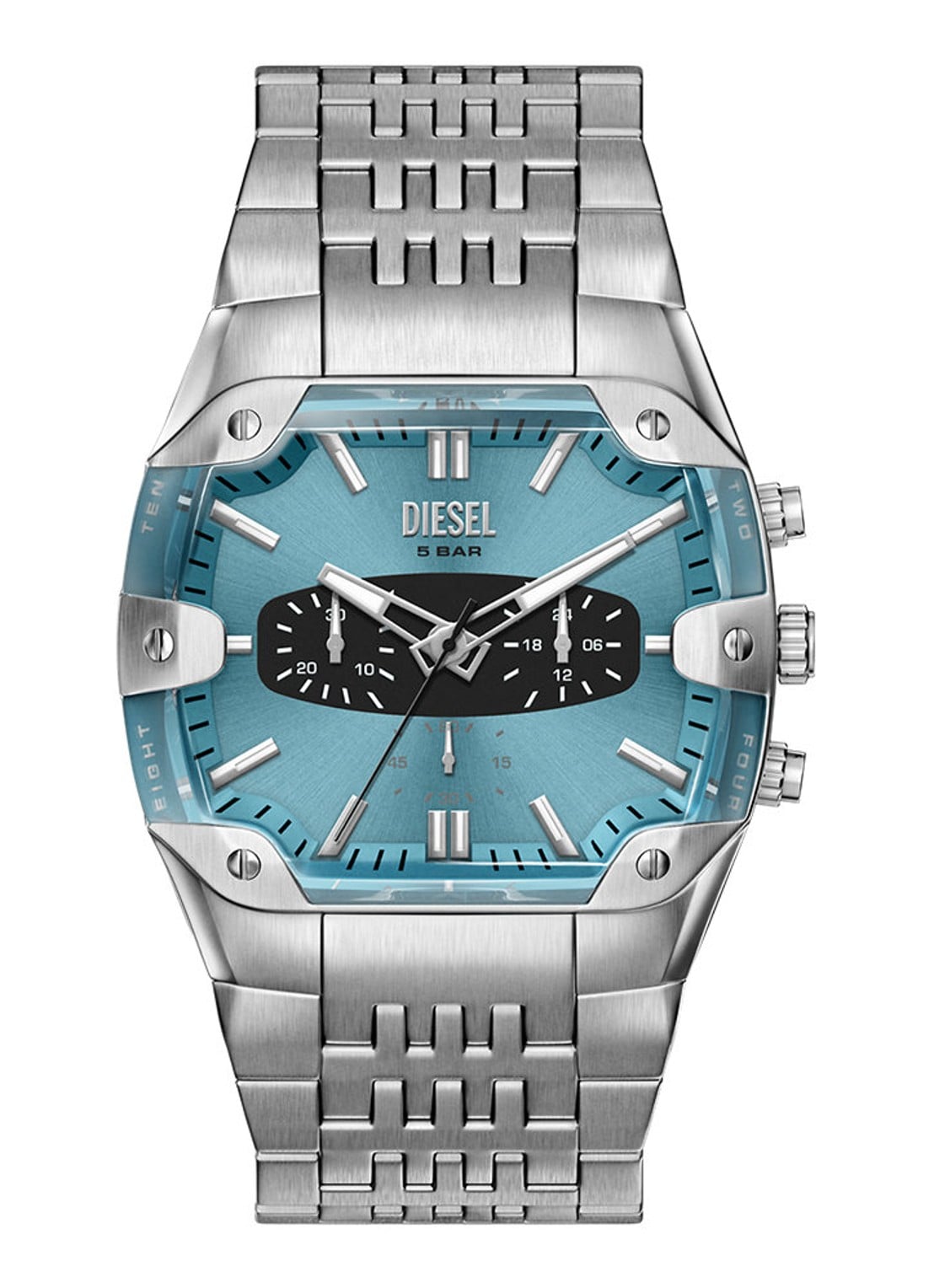 Diesel Spiked Cushion horloge DZ4725 - voorkant 6 zilver