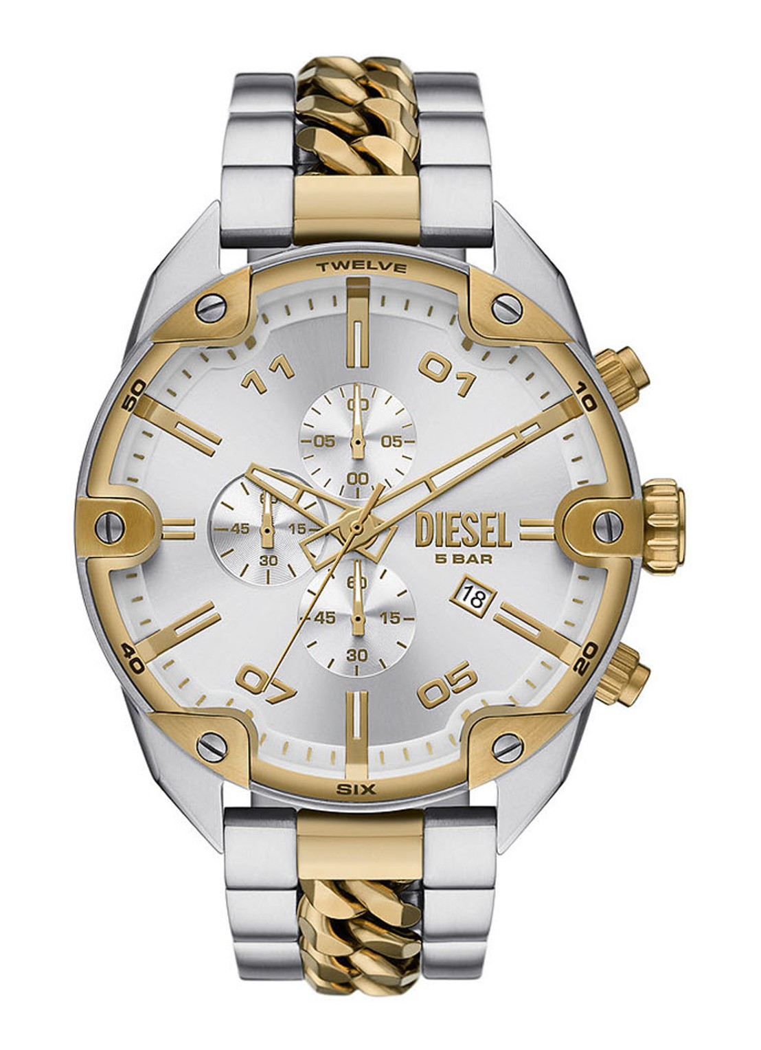 Diesel Spiked horloge DZ4629 - voorkant 5 zilver