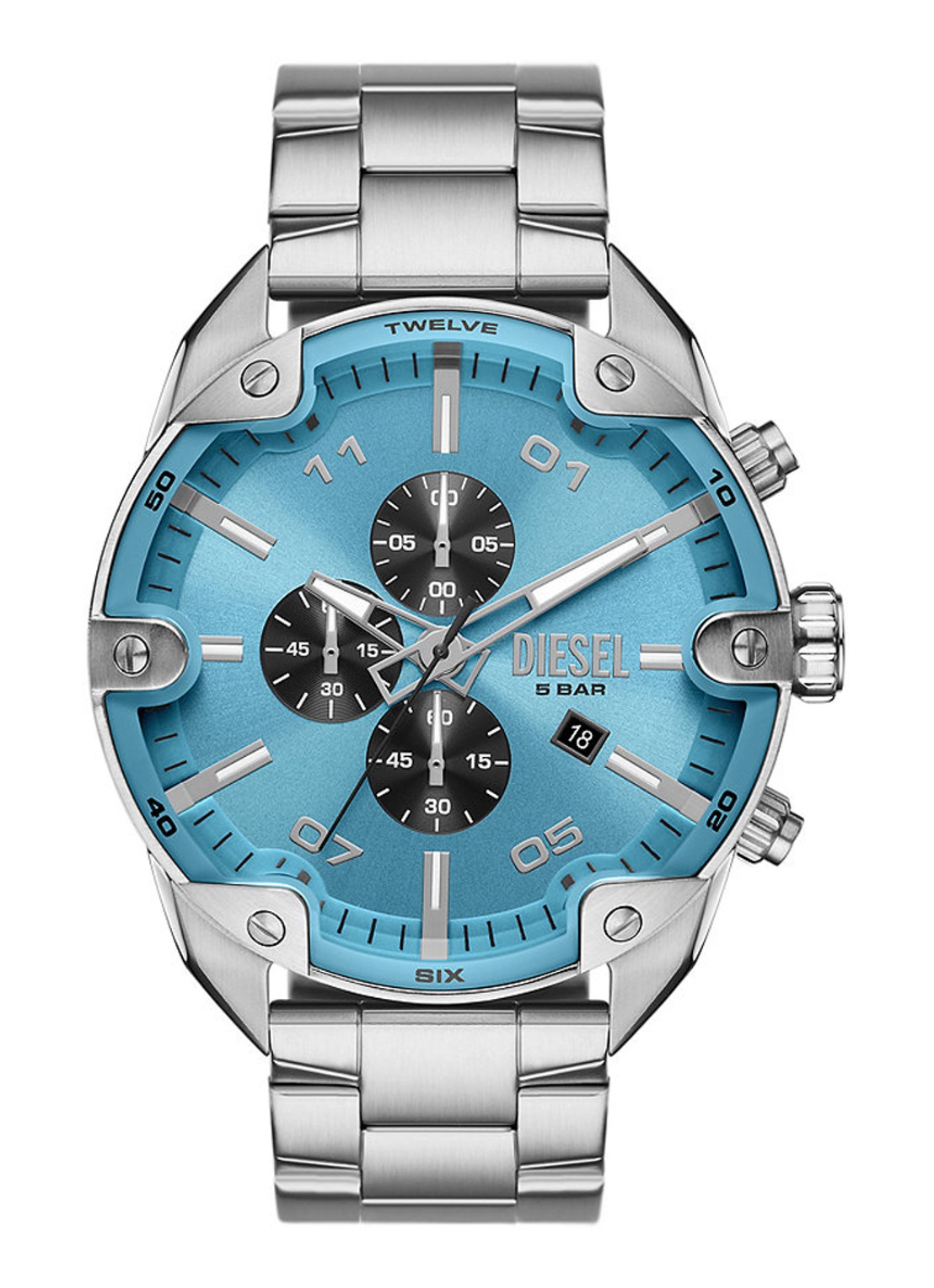 Diesel Spiked horloge DZ4655 - voorkant 3 zilver