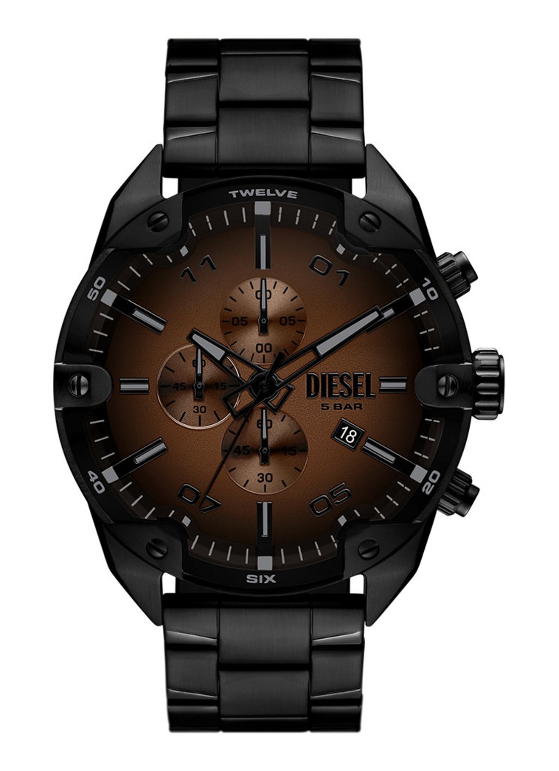 Diesel Spiked horloge DZ4691 - voorkant zwart
