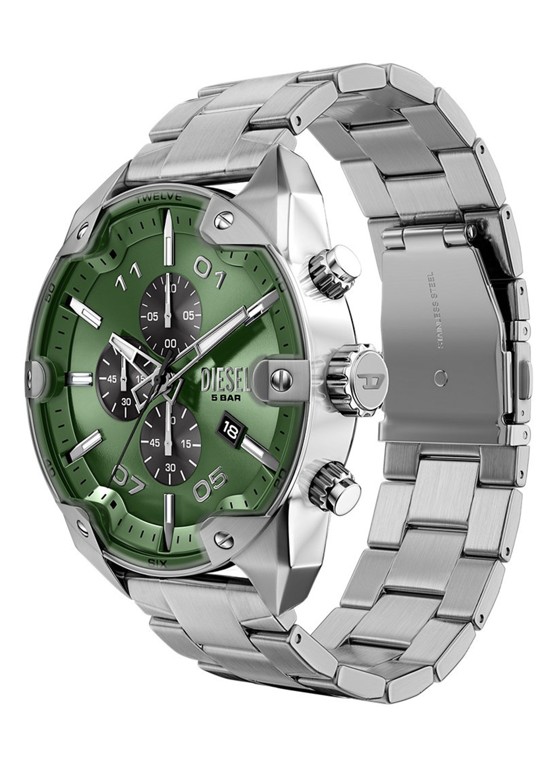 Diesel Spiked horloge DZ4712 - detail 5 zilver