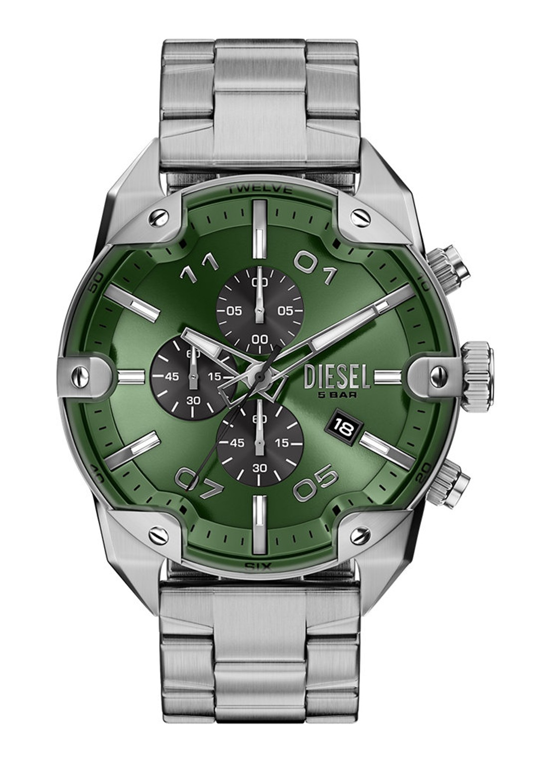 Diesel Spiked horloge DZ4712 - voorkant zilver