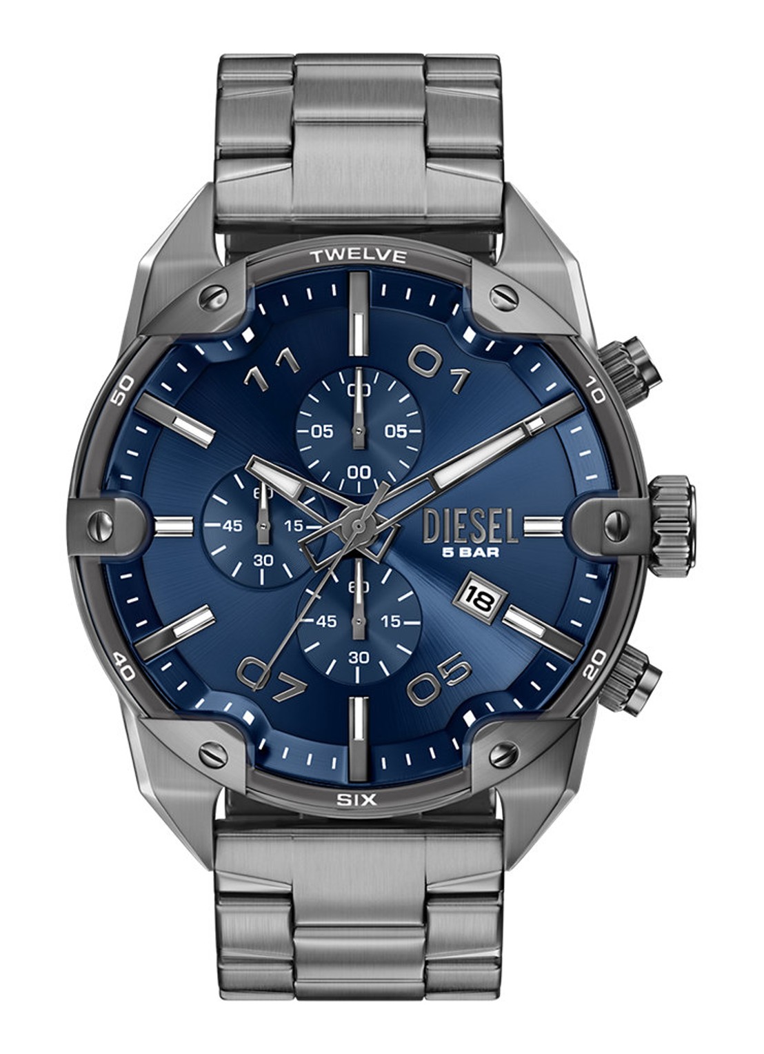 Diesel Spiked horloge DZ4724 - voorkant 6 donkergrijs