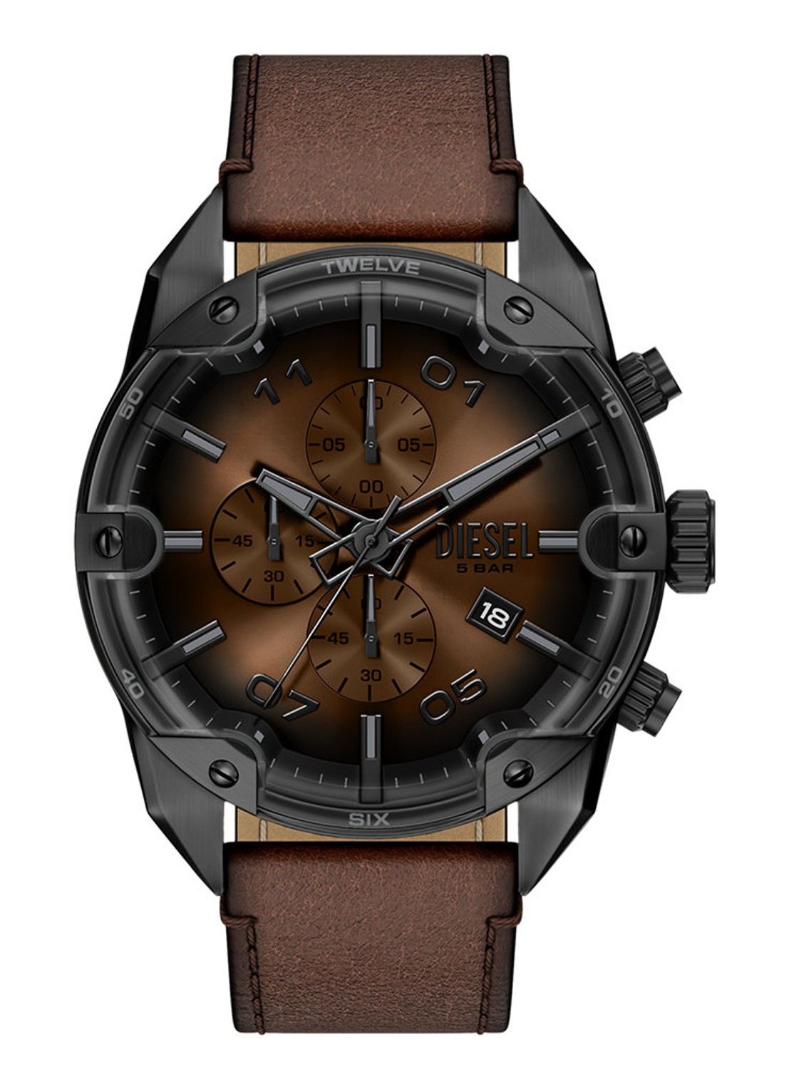 Diesel Spiked horloge DZ4735 - voorkant 6 antraciet