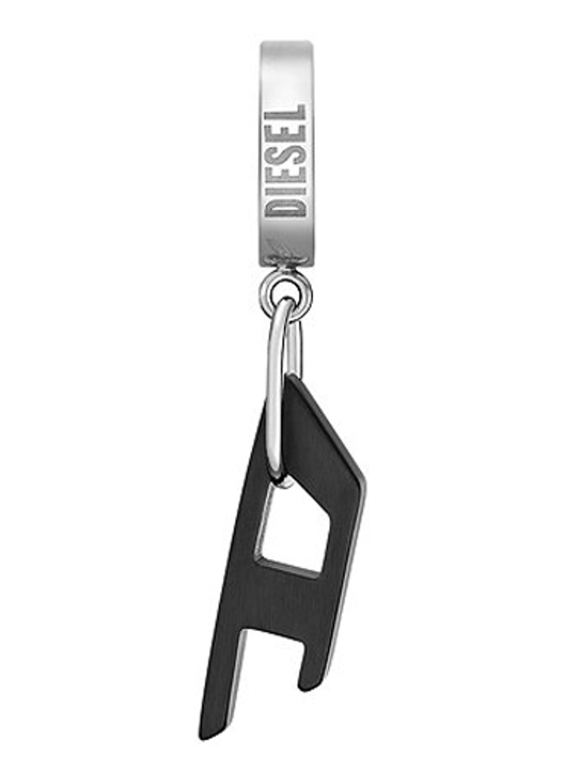 Diesel Steel enkele oorring met logo DX1418931 - voorkant zilver