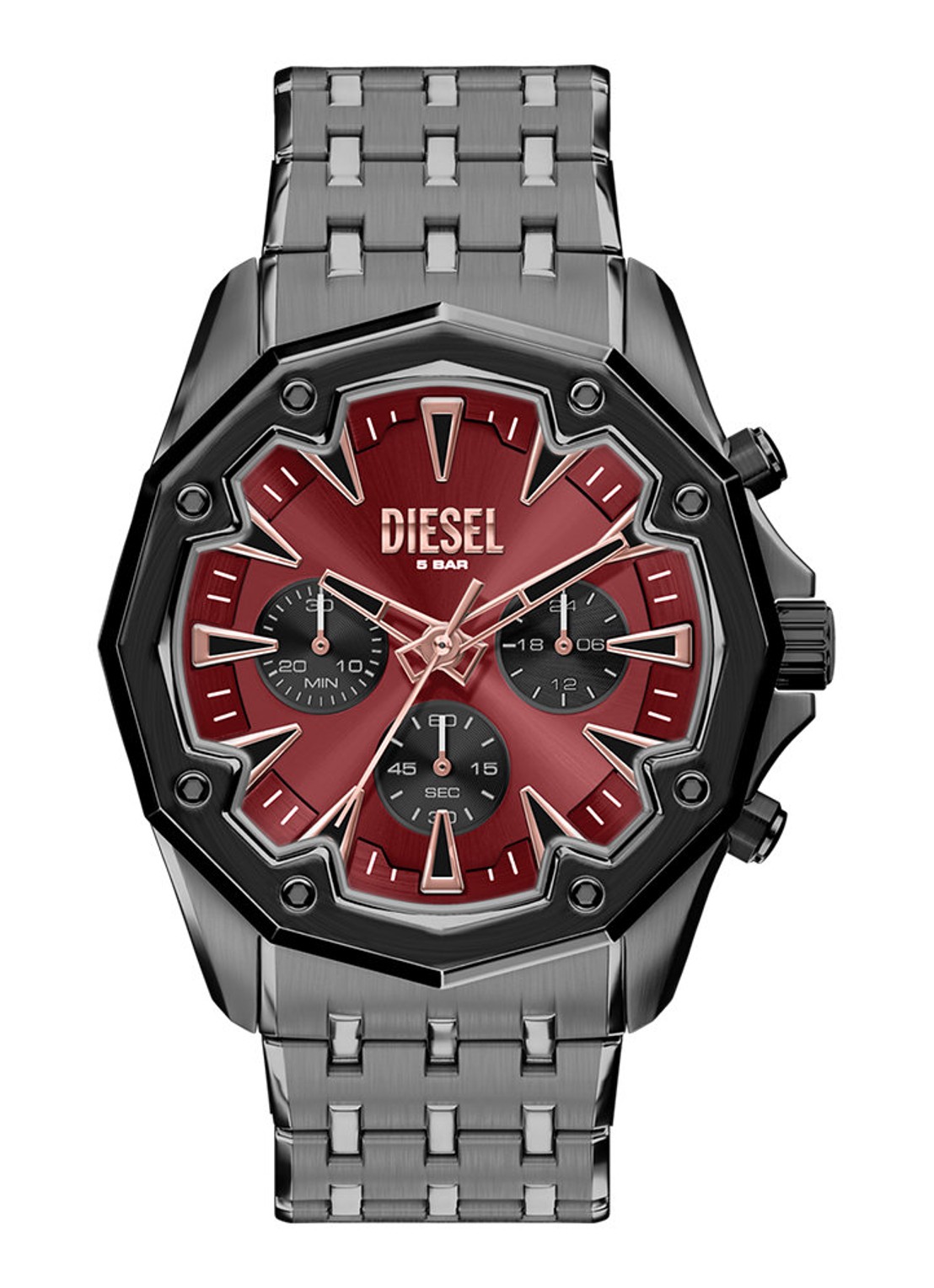 Diesel Stinger horloge DZ4715 - voorkant 6 donkergrijs