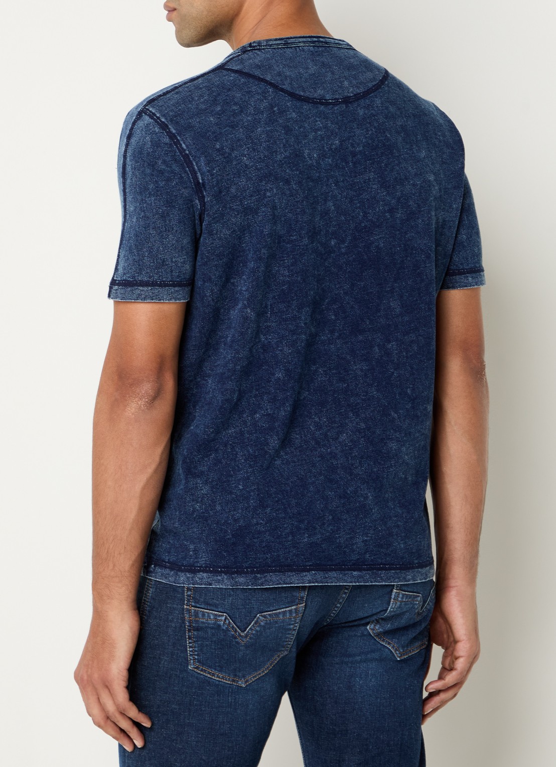 Diesel T-Adjind T-shirt met verwassen afwerking - achterkant donkerblauw