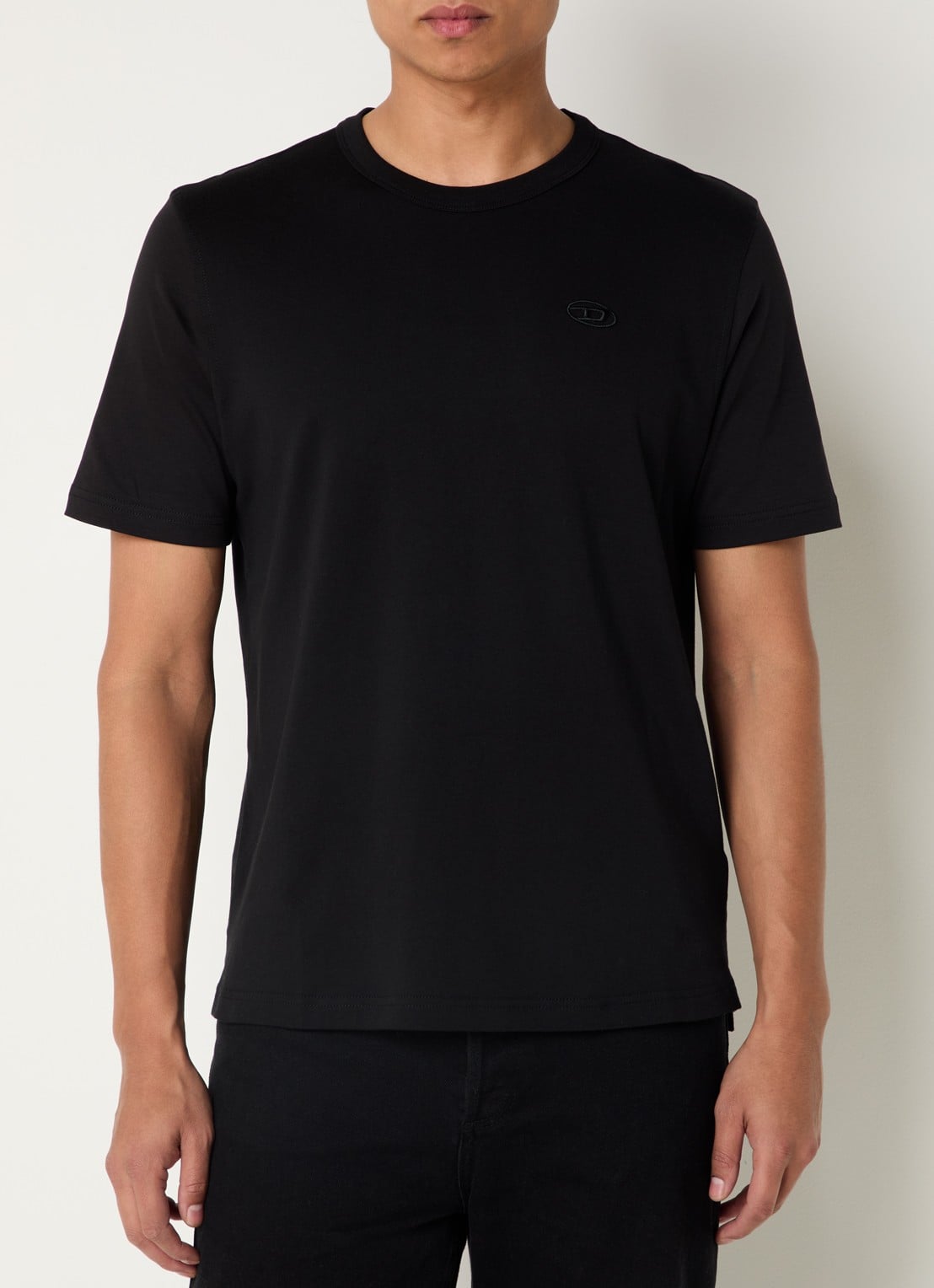 Diesel T-Adjust-Slit T-shirt met logoborduring - detail 4 zwart