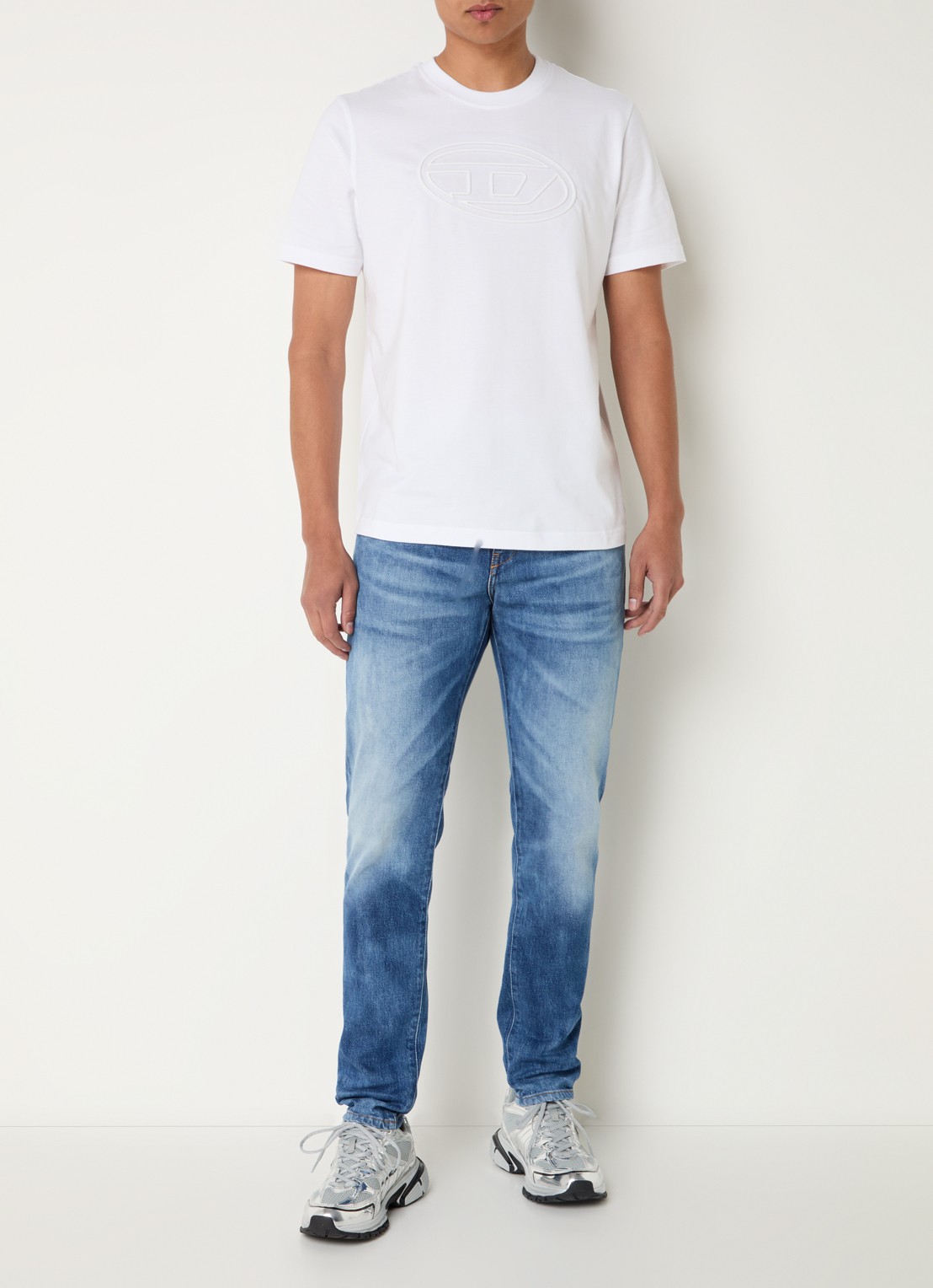 Diesel T-Adjust T-shirt met 3D logoprint - voorkant 3 wit