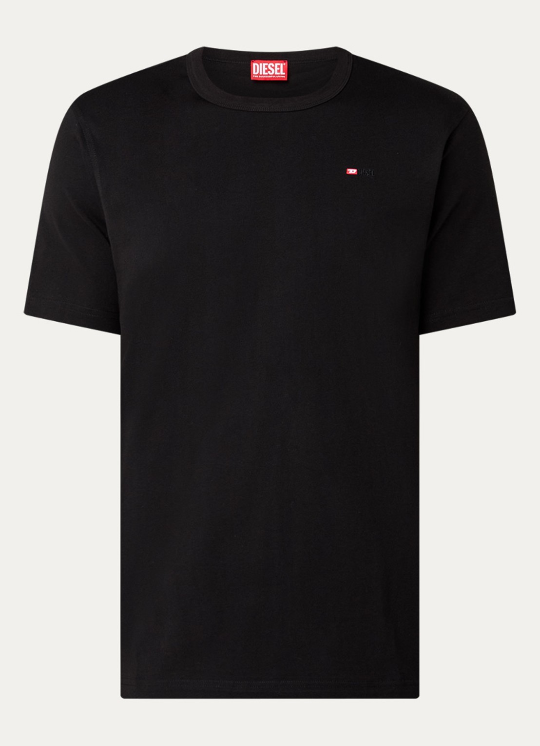 Diesel T-Adjust T-shirt met logoborduring - voorkant 3 zwart