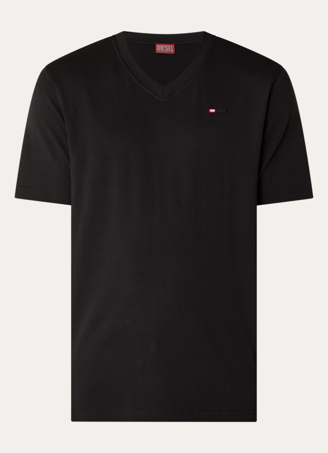 Diesel T-Adjust T-shirt met logoborduring - voorkant 3 zwart