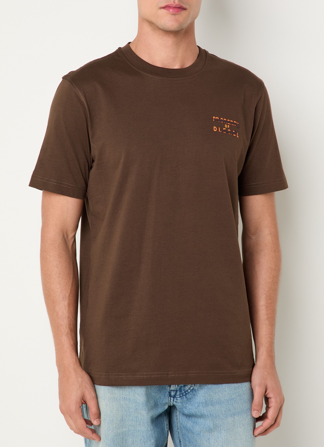 Diesel T-Adjust-T1 T-shirt met logo - detail 4 bruin