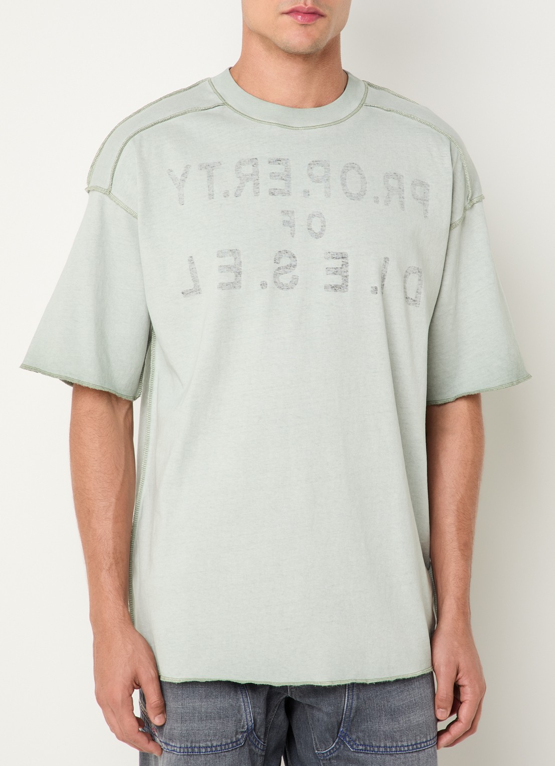 Diesel T-Adjust-T1 T-shirt met logo - achterkant 3 lindegroen