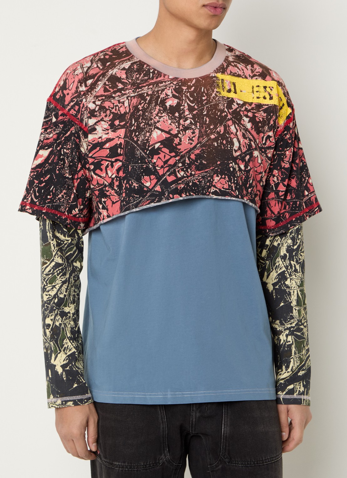Diesel T-Besh-Camou longsleeve met camouflageprint - detail 2 petrol
