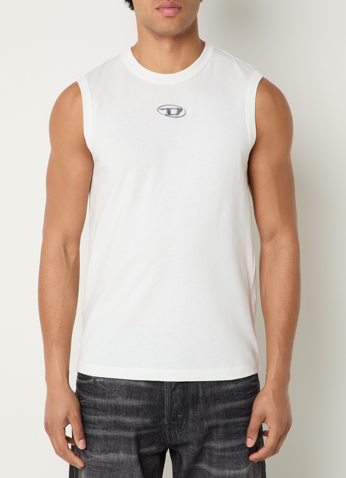Diesel T-Bisco-Iod tanktop met logo - detail wit