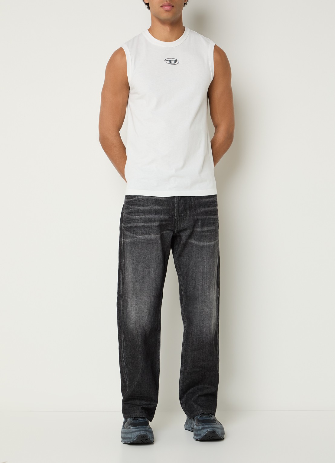 Diesel T-Bisco-Iod tanktop met logo - voorkant 4 wit