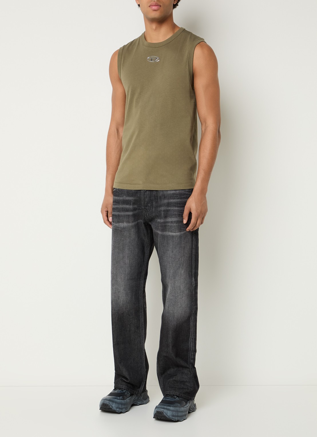 Diesel T-Bisco-Iod tanktop met logo - voorkant 3 bronsgroen