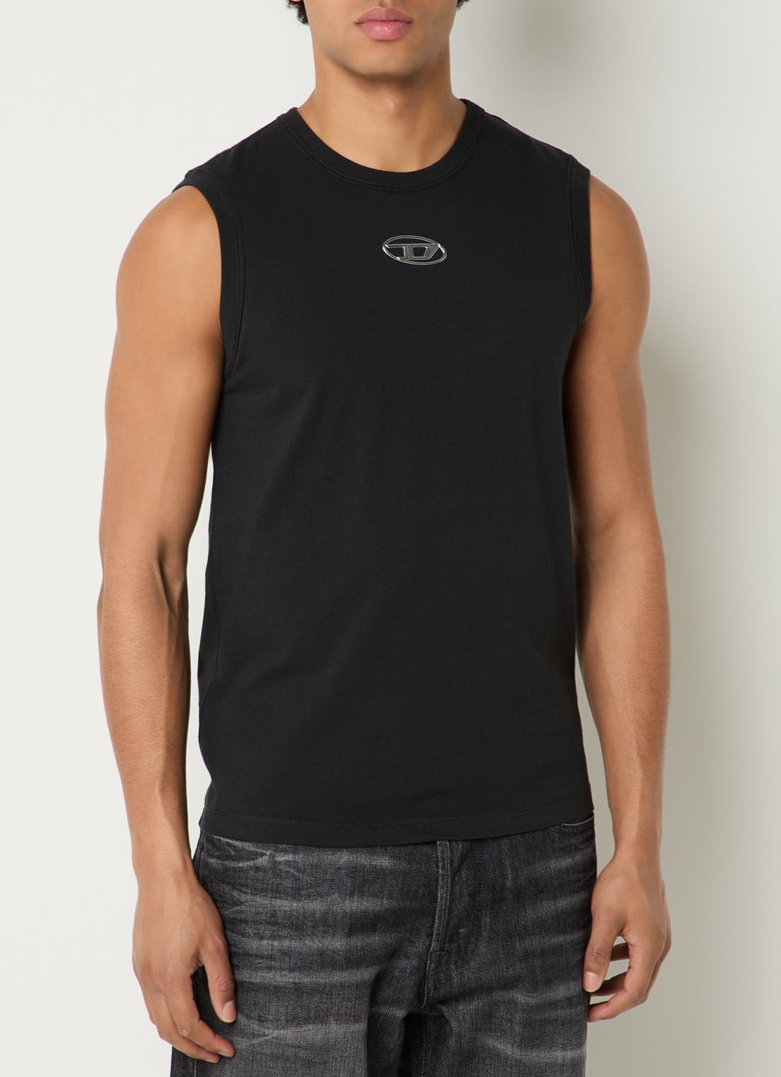 Diesel T-Bisco-Iod tanktop met logo - detail 4 zwart