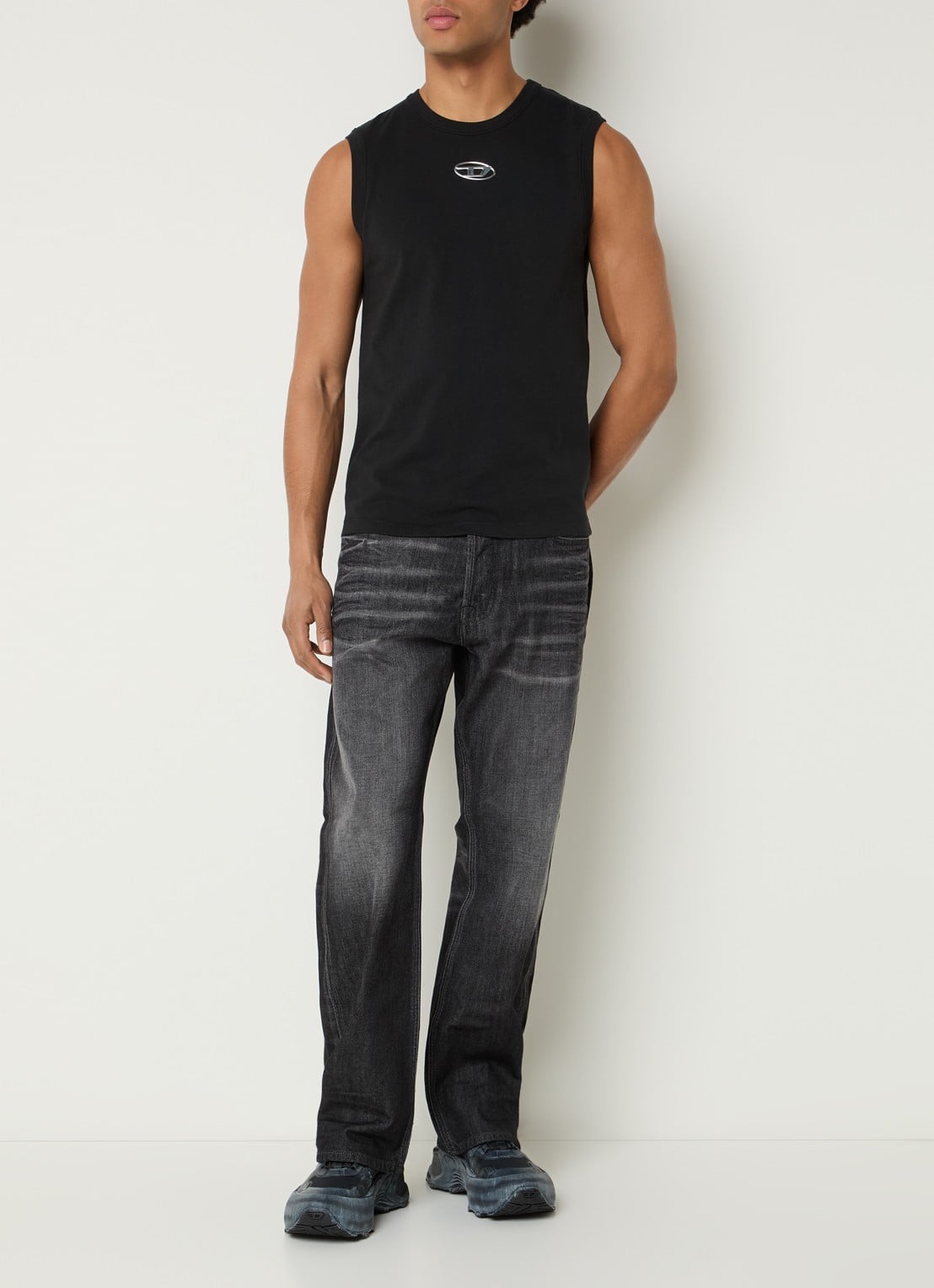 Diesel T-Bisco-Iod tanktop met logo - voorkant 2 zwart