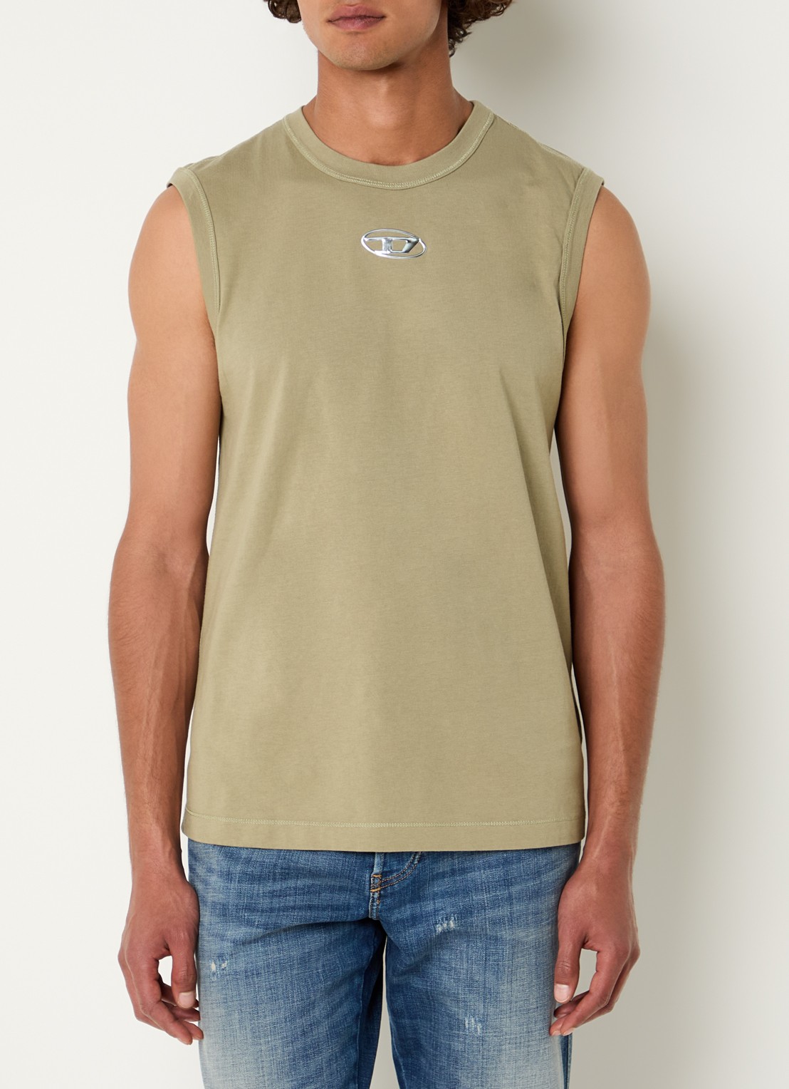 Diesel T-Bisco-Iod tanktop met logo  - detail 4 khaki