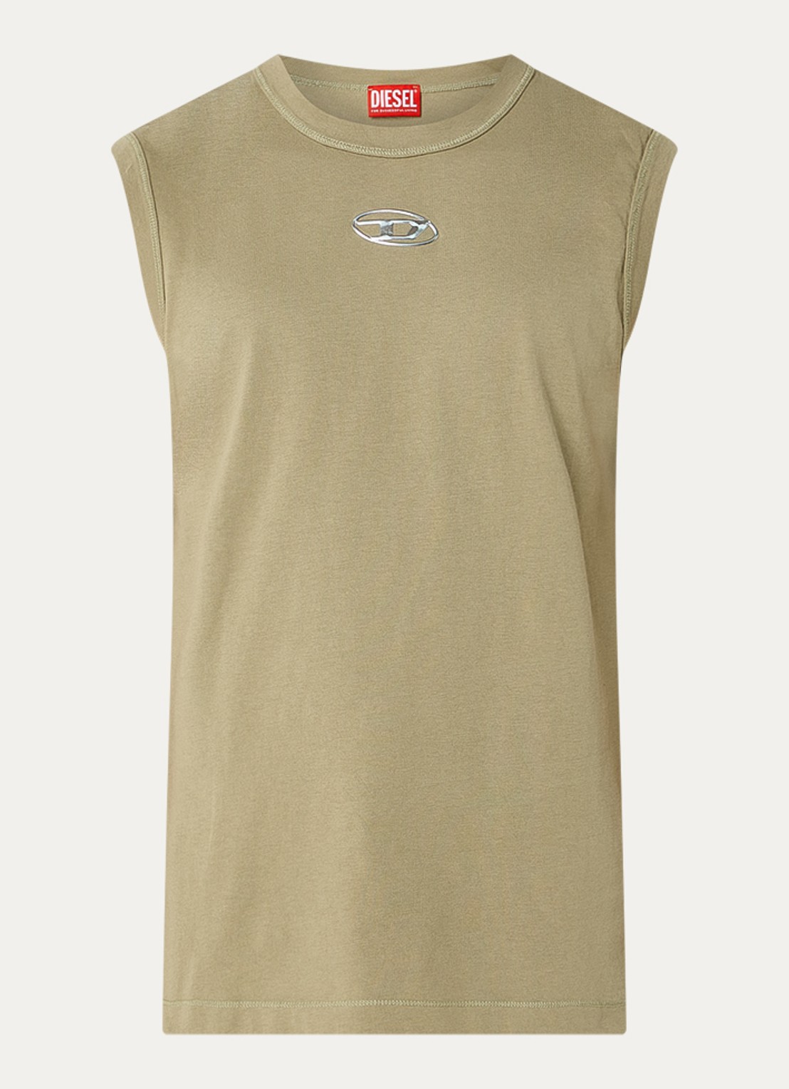 Diesel T-Bisco-Iod tanktop met logo  - voorkant 2 khaki