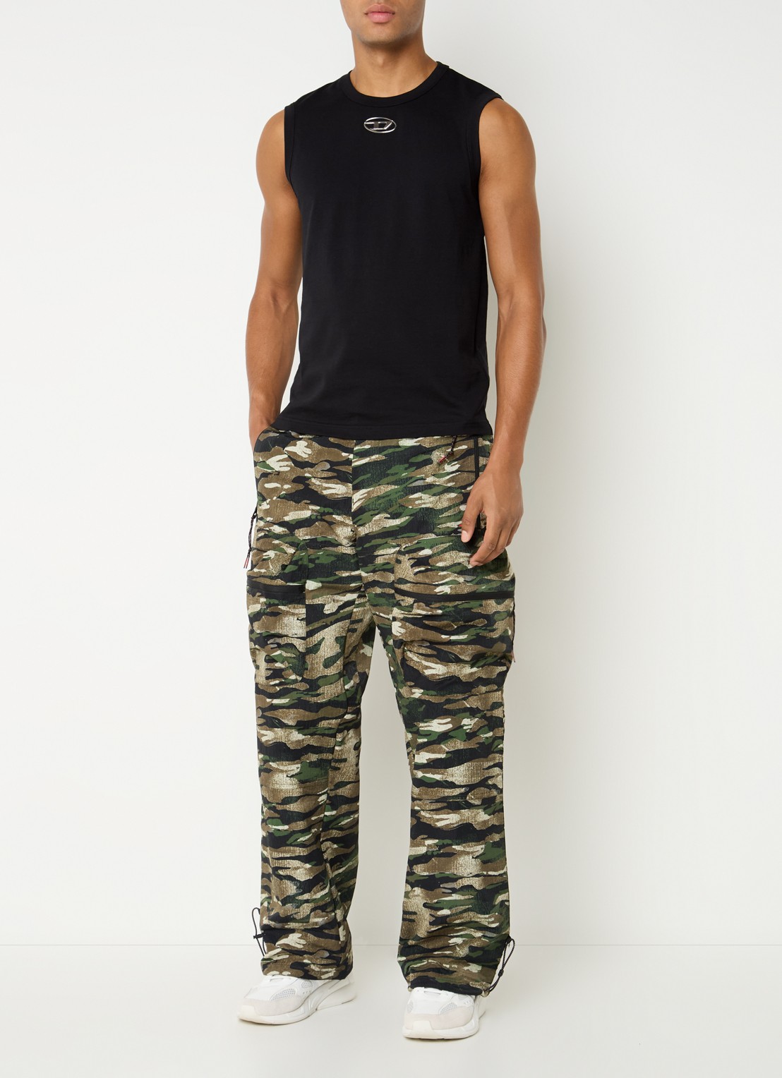 Diesel T-Bisco-Od tanktop met logo - voorkant 3 zwart