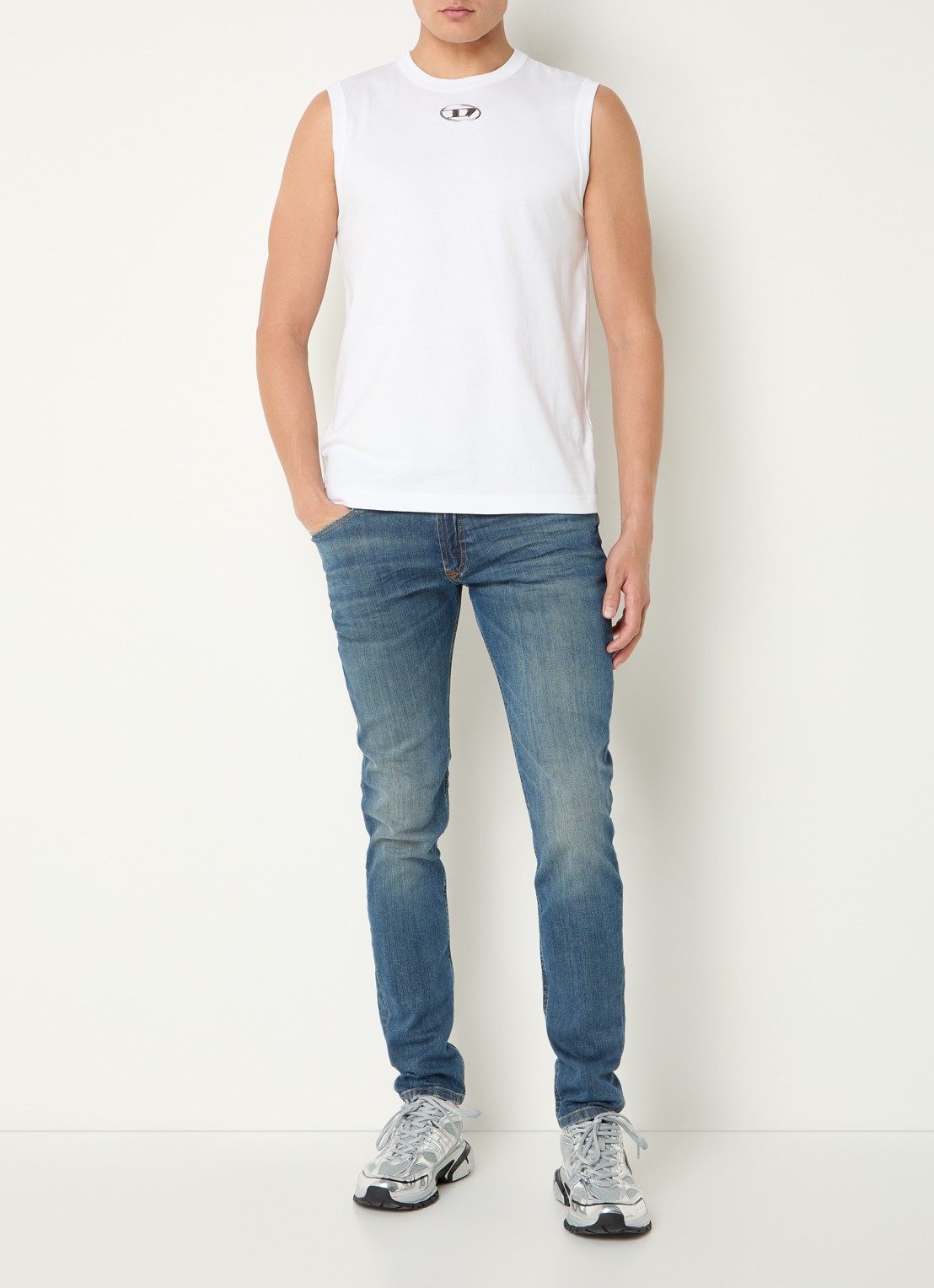Diesel T-Bisco-Od tanktop met logo - voorkant 2 wit