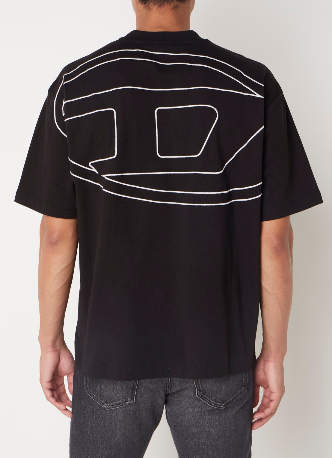 Diesel T-Boggy-Megoval T-shirt met logoborduring - detail 3 zwart