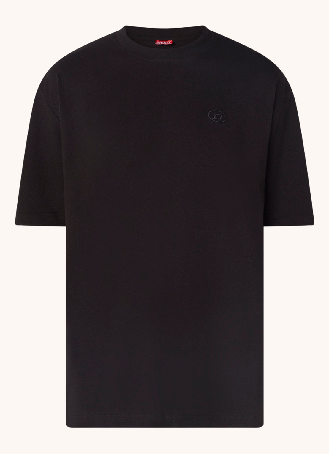 Diesel T-Boggy-Megoval T-shirt met logoborduring - voorkant zwart