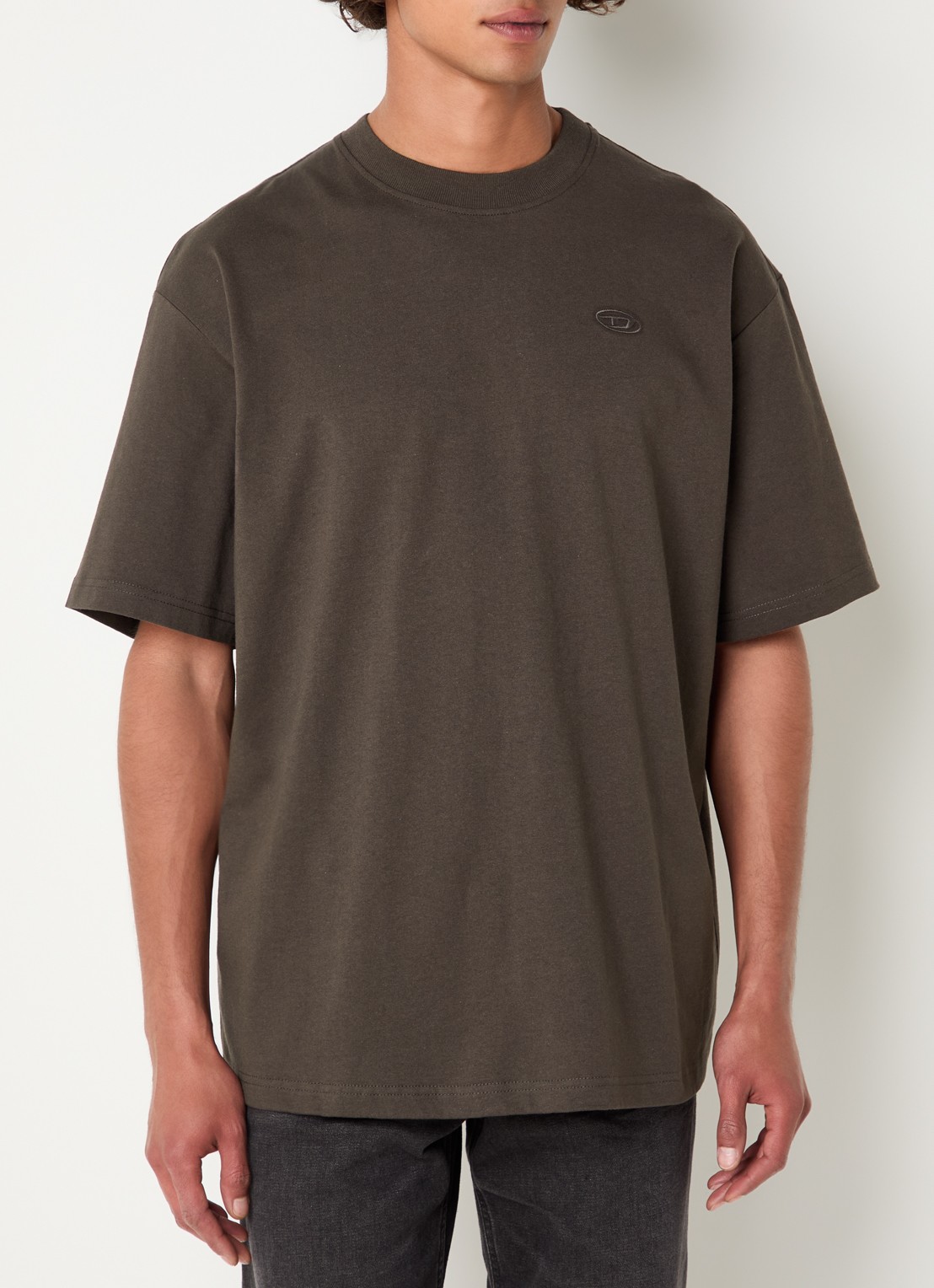 Diesel T-Boggy T-shirt met logoborduring - achterkant 4 donkerbruin