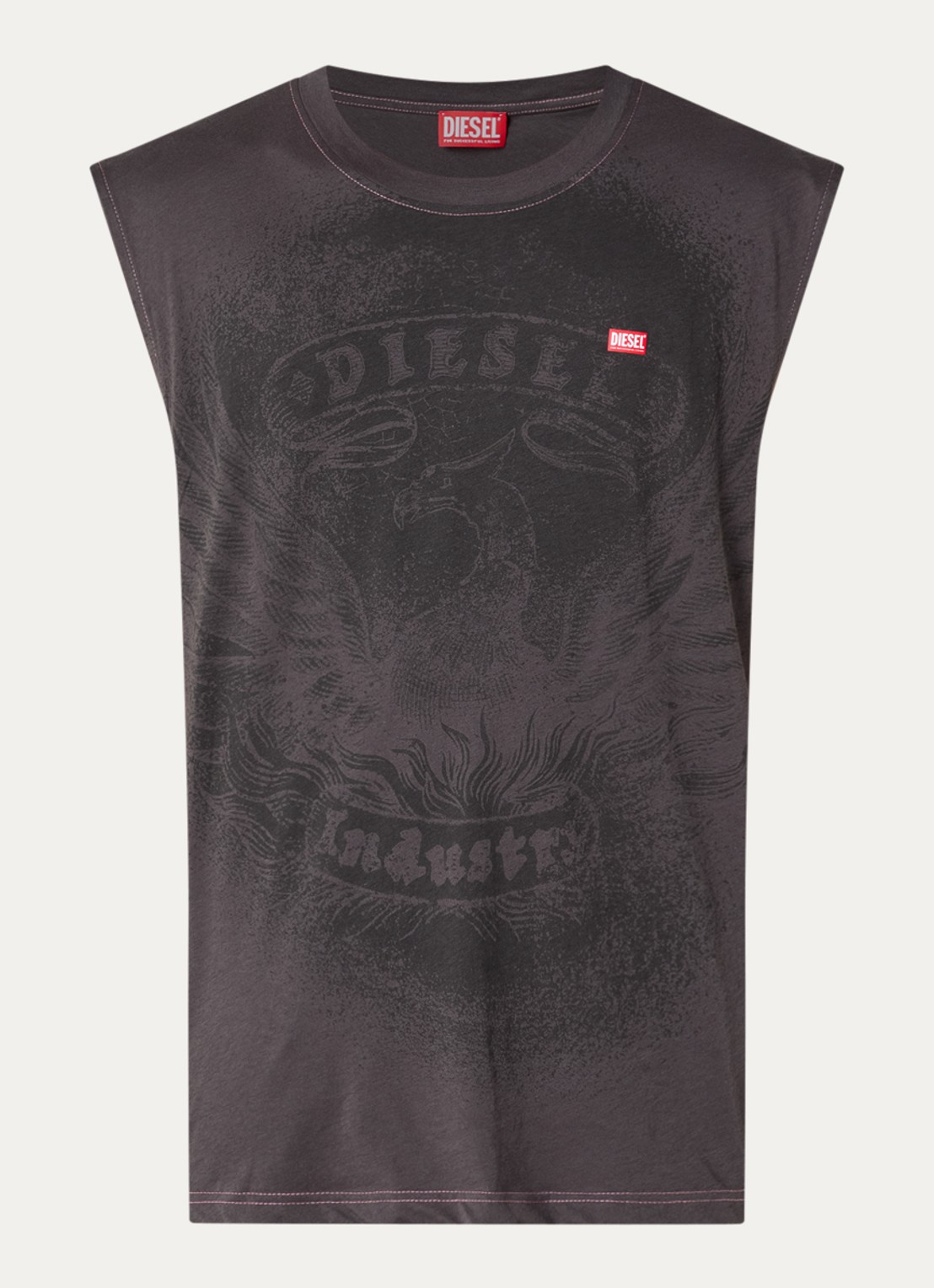 Diesel T-Box-SL-Notch tanktop met print - voorkant 3 middengrijs