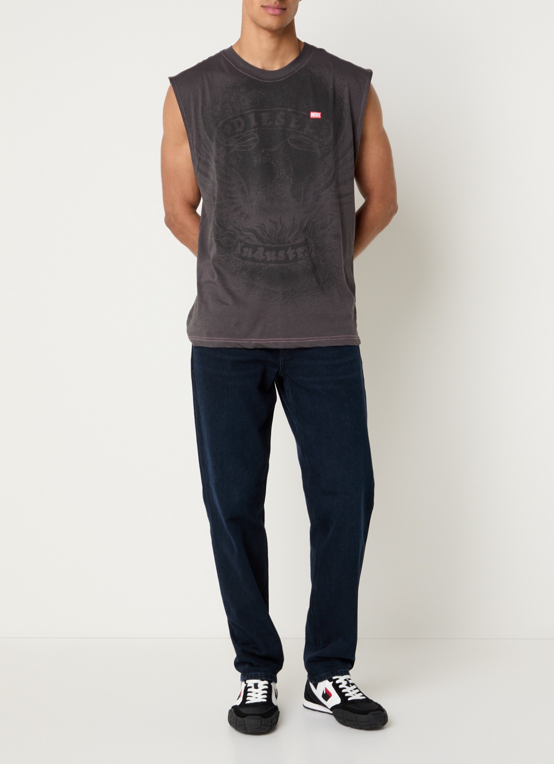 Diesel T-Box-SL-Notch tanktop met print - voorkant 4 middengrijs