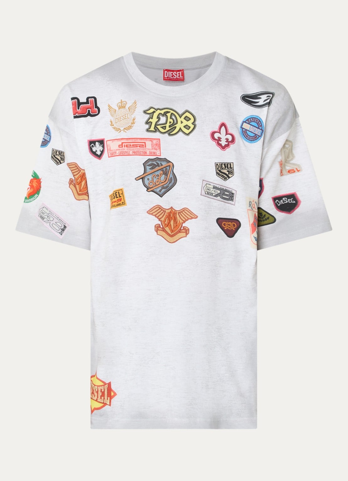 Diesel T-Boxt-AA6 T-shirt met print - voorkant lichtgrijs