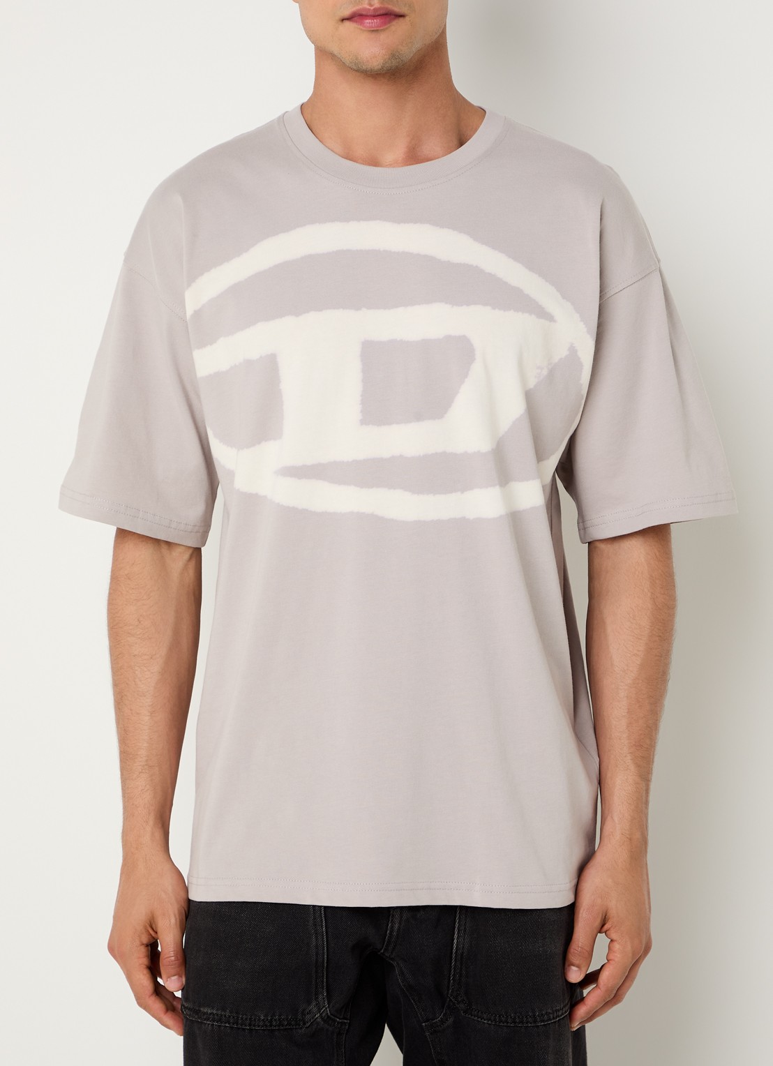 Diesel T-Boxt-Bleach T-shirt met logoprint - detail grijs