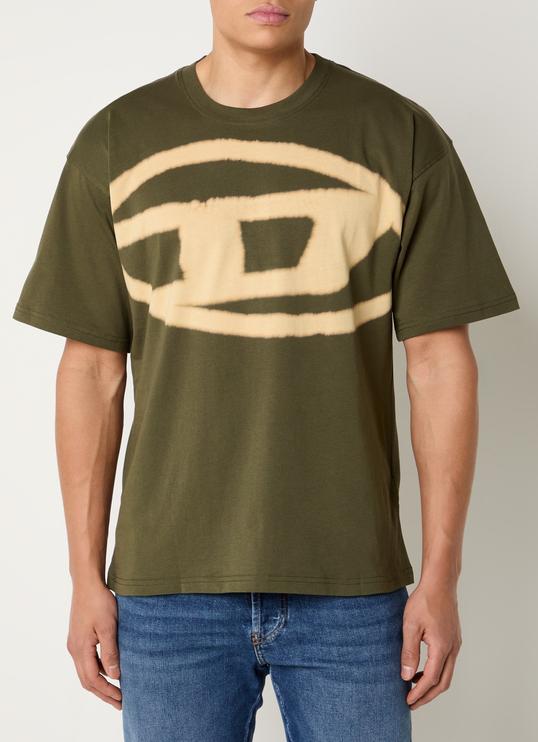 Diesel T-Boxt-Bleach T-shirt met logoprint - detail 4 donkergroen