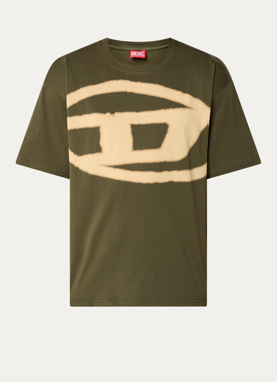 Diesel T-Boxt-Bleach T-shirt met logoprint - voorkant 2 donkergroen